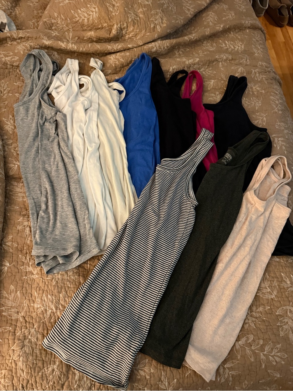 Assorted Women's Tank Tops - Blue, Black, Gray, White, Pink, Striped - Medium